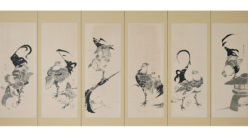 伊藤若冲筆『鶏図押絵貼屏風』